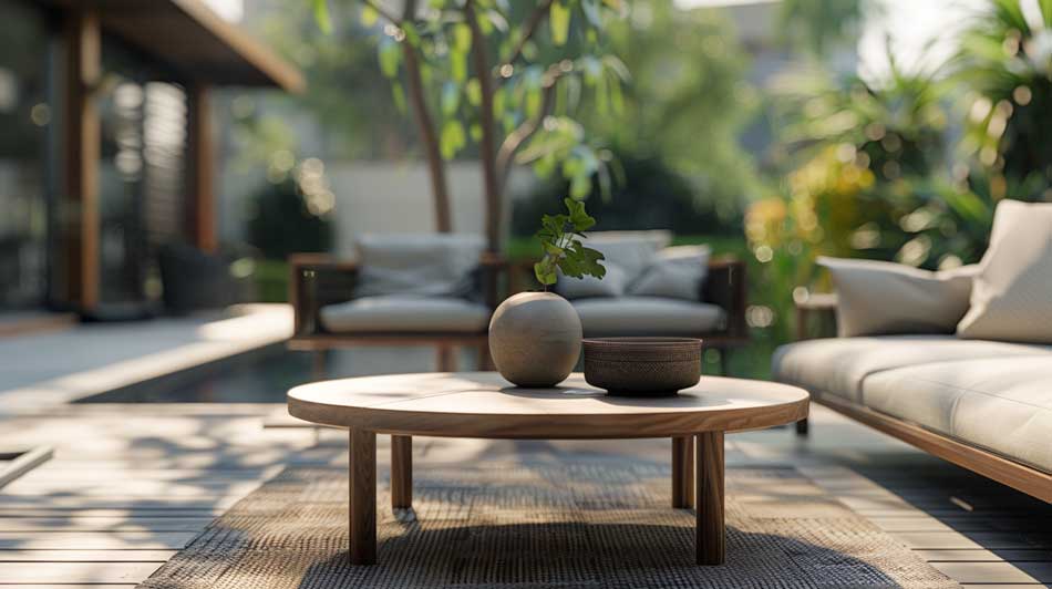 Round outdoor coffee table