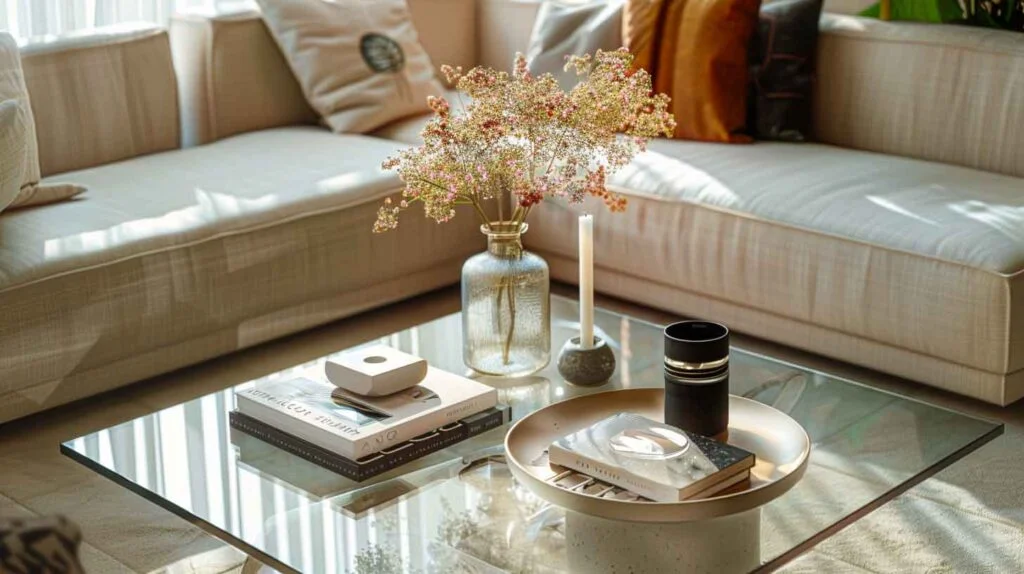 how to style a glass coffee table.