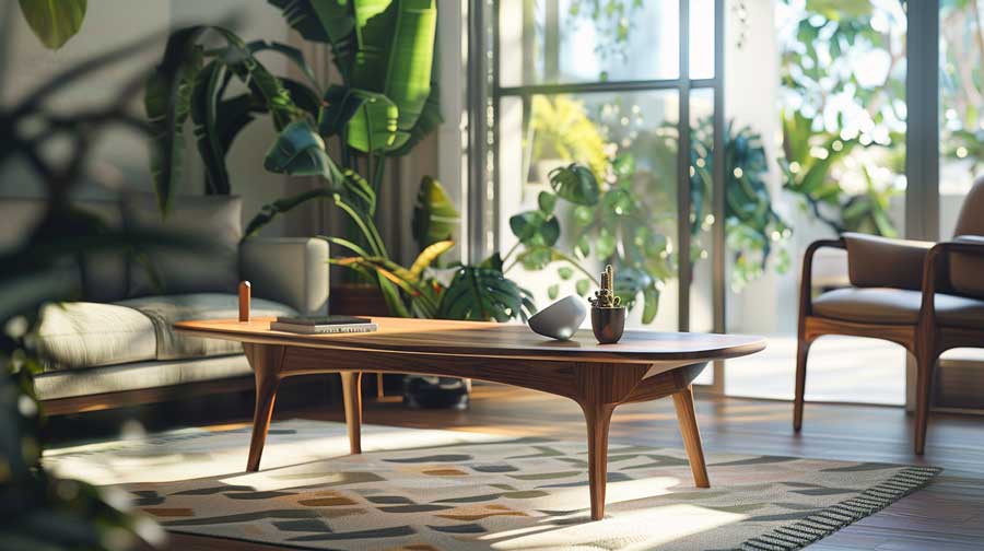 round mid century modern coffee table.