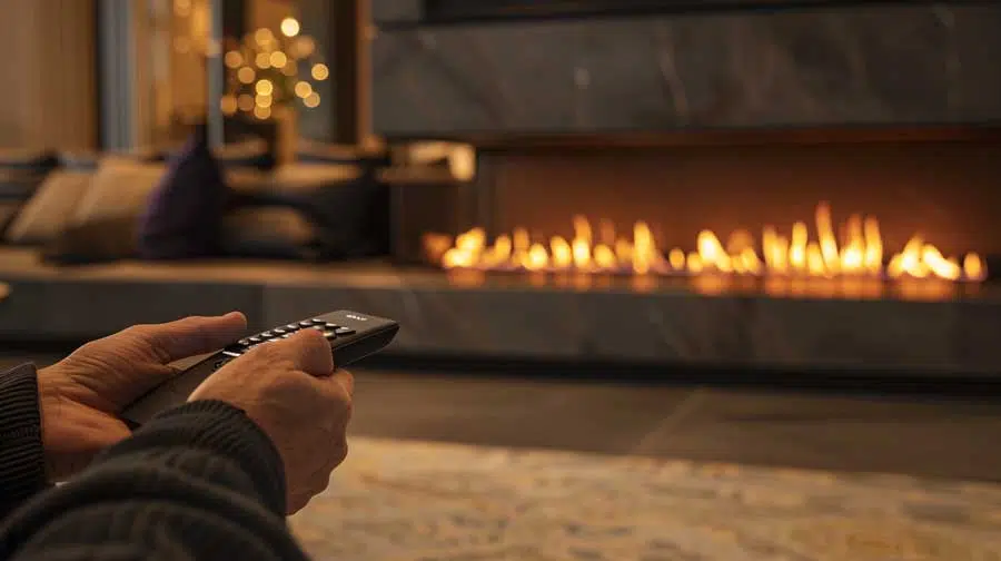 Using a remote control to light a fireplace