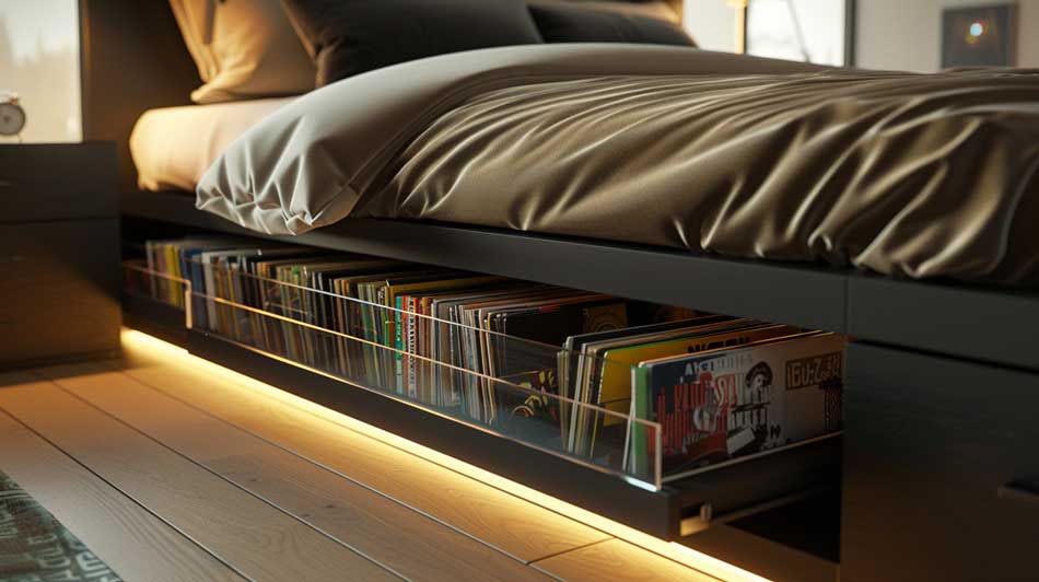 under bed vinyl record storage