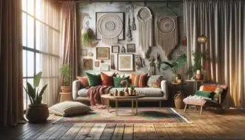 Boho living room design.