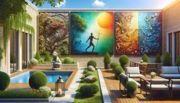 Colorful outdoor wall art.