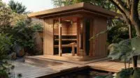 Outdoor home sauna.