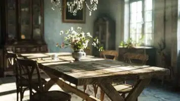 Rustic farmhouse table.