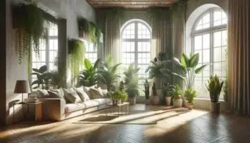 large plants in living room